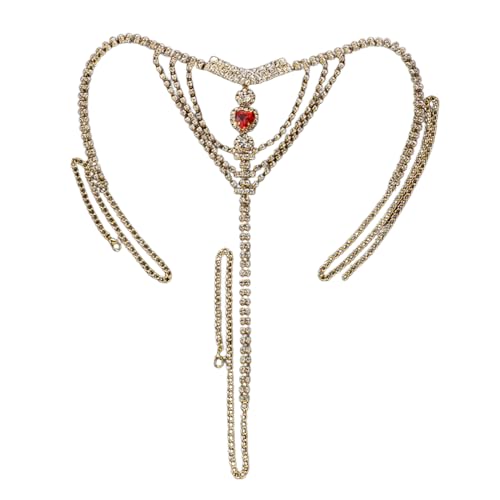 QIIIMSLSS String Sexy en Cristal pour Femmes et Filles, Cœur Clouté, Chaîne de Taille avec Strass, Bikini Blingbling pour une Amie ou une Femme