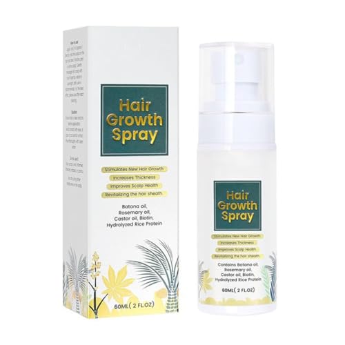 60ML Hair Growth Serum Women: Natural Hair Growth Spray with Batana Oil, Rosemary Oil,Castor Oil, Rice Oil, and Biotin - Nurturing Scalp，Effectively Thickens Hair for Men and Women
