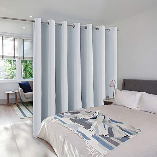 Image of NICETOWN Ceiling Curtains, Room Divider Curtain Screen Partition, Vertical Blind for Sling Door, Blackout Window Curtain, Privacy Blind for Patio (Greyish White, Single Panel, 12.5ft Wide x 9ft Long)