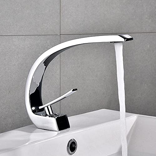 Grifo de lavabo cascada monomando plata en latón que evita salpicaduras molestas 2