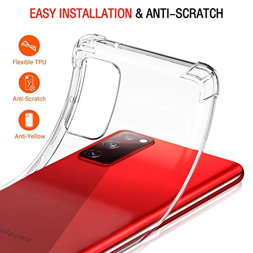 Image of Lustree Back Cover Transparent Case Compatible with Samsung Galaxy S20 FE | Clear + TPU Case with 4 Corner Air Cushion Protection & Camera Protection | Slim& Stylus Cover