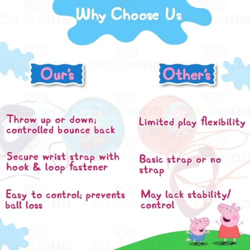 Image of Wembley Peppa Pig Yo Yo Ball for Boys Girls Kids Activity Toy with Adjustable Wrist Band LED Light Playset Bounce Ball Return Gift /Birthday Gift - Random Colors