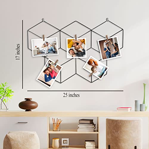 Image of Art Street Butterfly Shape DIY Metal Photo grid wall for photo hanging, wall decoration and display (size- 17 x 25 Inches) -Photo clips included