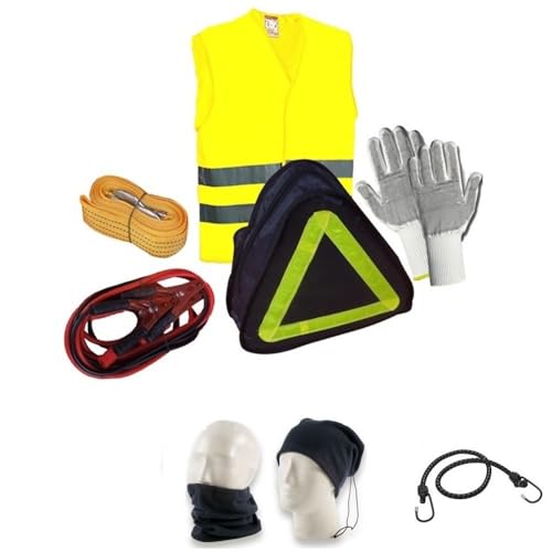 DESCRIZIONE E CARATTERISTICHE PRODOTTO: Kit Sos Completo: - Kit ideale per qualsiasi evenienza di pronto soccorso auto, moto, scooter e quad - Il kit comprende: - 1 paio di guanti - 1 cavi batteria da 150amp - 1 corda traino da 3m - 1 giubbotto catarifrangente - 1 custodia (per tutti i prodotti) con cerniera -OMAGGIO CORDA CON GANCI + GOLETTA PARACOLLO IN PILE AFFRETTATI OFFERTA INEVITABILE !!!