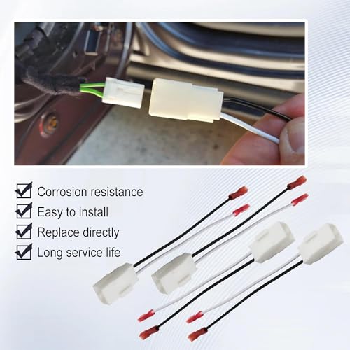 Shtuomoland 4 Pack 72-6514 Speaker Harness Replacement for Jeep Wrangler Chrysler Dodge Ram Modes Front Rear Door Speaker Wiring Harness Adapter