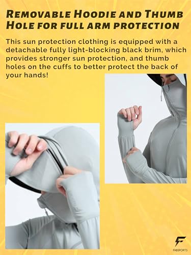 Image of FABSPORTS Men's UV Protection Sun Screen Jacket, Sun Protection Clothing, Lightweight with UPF 50+ Protection for Outdoors