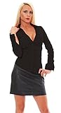 Fashion4Young 10404 Damen Langarm Businessbluse Bluse Hemd Business Eleganz Hemdbluse elastischem Stretch (S = 36, Weiß) (L=38/40, schwarz)