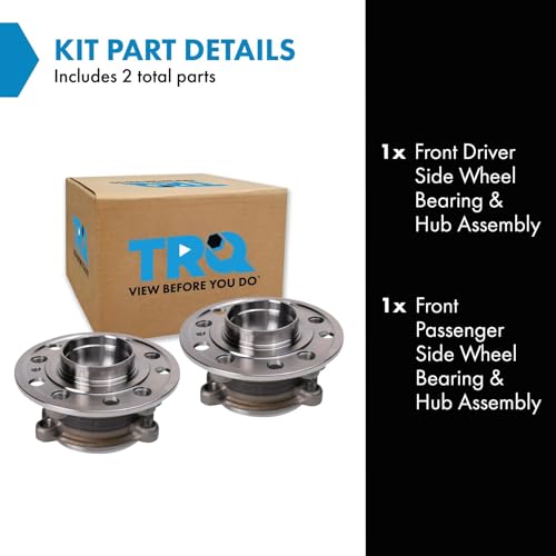 Image of TRQ 2 Piece Front Wheel Bearing & Hub Assembly Set Compatible with 2015-2023 Mercedes-Benz C300 2016-2018 C350e 2020-2021 CLS450 2017-2018 E300 2021-2023 E350 2018 E400 E43 AMG 2020-2023 E450 2016-20