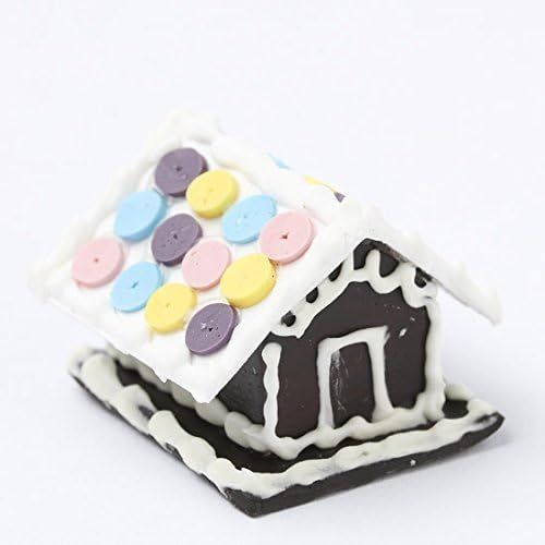 Whimsical Additions Group of 4 Very Detailed Sweet Miniature Gingerbread Houses for Dollhouse, Fairy Garden and Holiday Craft Embellishing