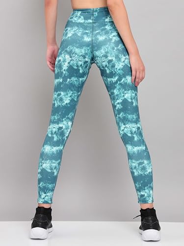 Image of TECHNOSPORT Womens Skinny Fit Activewear Tights for Running, Gym, Sports and Regular Use, Antimicrobial and Printed