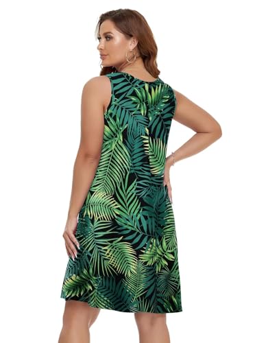 Image of BELAROI Women Casual Summer Beach Dresses Plus Size Sundress V Neck Pockets Swing Tank Dress Cover Ups