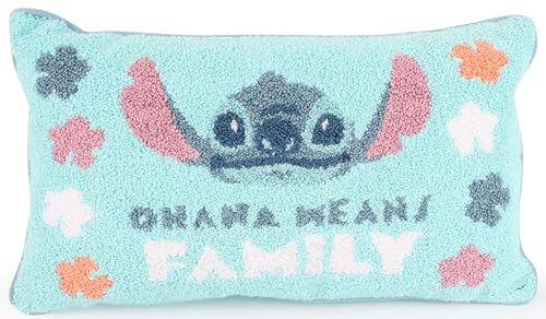 Jay Franco Needlepoint Decorative Pillow 15 Inch Kids Ultra-Soft Stuffed Plushie & Cozy Throw Pillow Official Licensed Product Blue - Lilo and Stitch
