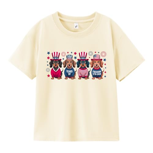 Image of Boys Constitution Day 250 Anniversary USA Shirt Independence Shirt 3-8T | for Kids Boys Girls Toddlers 3T-8T, 4th of July Dinos Flag Patriotic Tee, Independence Day