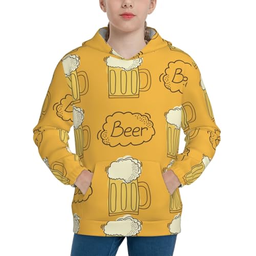 Cartoon Beer Mug Kids Pullover Hoodies Boys Sweatshirts Girls Athletic Clothes with Pocket