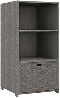 Outsunny Valet Pool Towel Rack, Waterproof PE Plastic Rattan Wicker Storage Organizer, Indoor Outdoor Spa, and Hot Tub Accessory Storage, 2 Shelves, 1 Basket Drawer, Mixed Gray