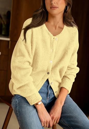 Image of PRETTYGARDEN Long Sleeve Crewneck Button Down Womens Sweaters Fall Open Front Chunky Cardigan Sweaters for Women 2026