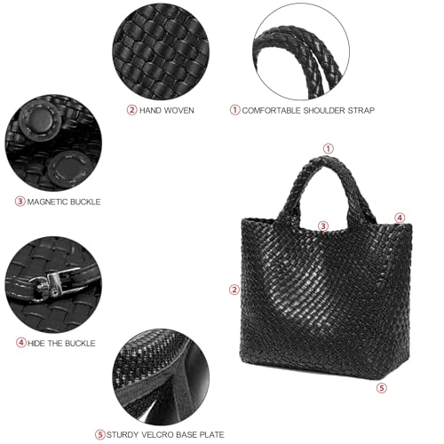 Image of JINMANXUE Fashion Woven Bag Shopper Bag Travel Handbags and Purses Women Tote Bag Large Capacity Shoulder Bags