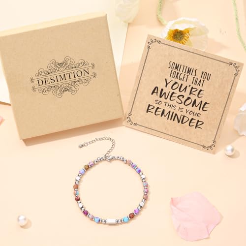 Image of Desimtion Healing Natural Stone Bracelets for Women Girls, Sometimes You Forget You're Awesome -Christmas Gifts for Women Teen Girls, Best Friend Birthday Gifts for Women Friendship Bracelets