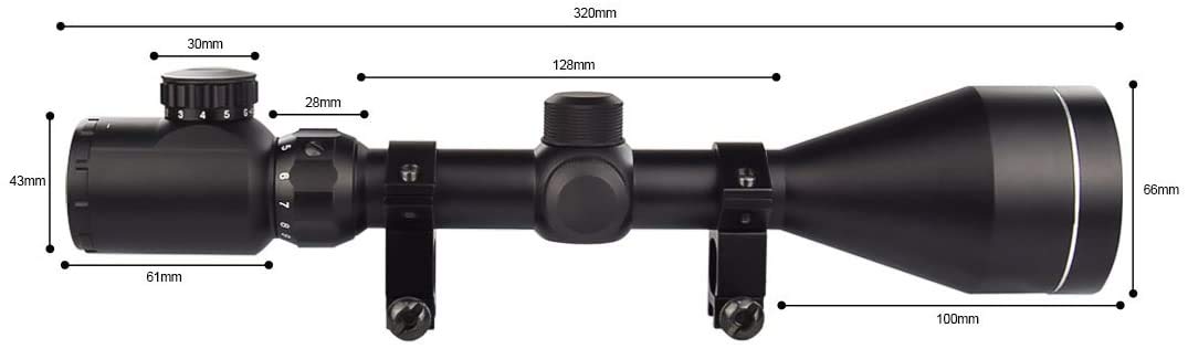 B-BLACK" RIFLESCOPE Ottica per CARABINA MIRINO Professionale Rifle Scope Illuminato BINOCOLO CANNOCCHIALE da Fucile Accessori per LA Caccia