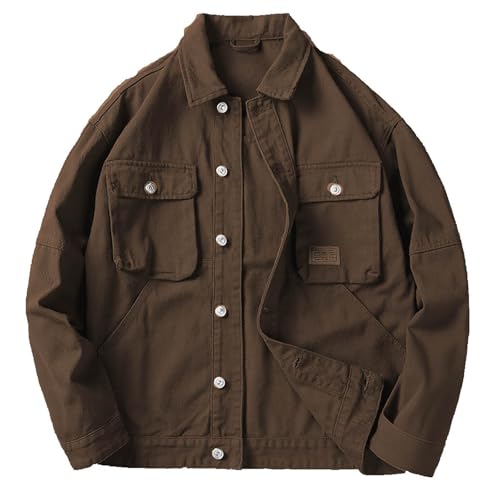 Mens Vintage-Inspired Shirts Jacket Button Down Long Sleeve Work Shirts Shackets Premium Cotton Jacket with Pocket4