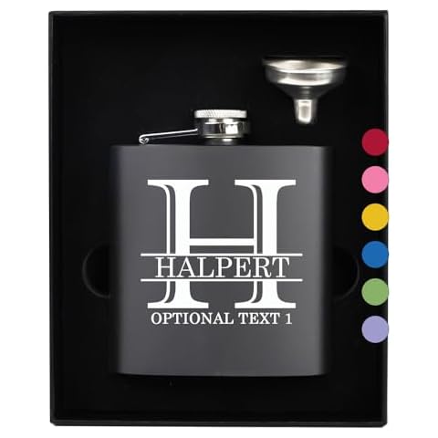 Personalized 6oz Stainless Steel Matte Black Flask - Printed Halpert Monogram, Metal Hip Pocket Discreet Flask – Custom Novelty Groomsmen Gifts – Liquor Whiskey Gifts for Men Women Cover