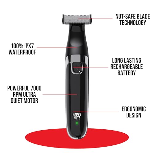 HAPPY NUTS The Ballber Groin Trimmer For Men By Happy Nuts-Waterproof Rechargeable Ball Shaver For Men-No Nicks Or Cuts-Electric Hygiene Groomer