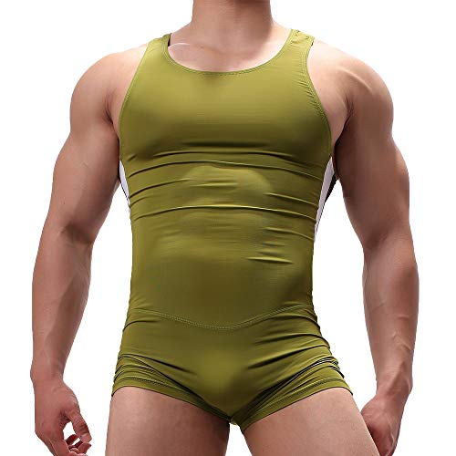 SPNSSTCR Men Bodysuit Sports Gym Athletic Supporters Undershirts Boxers Wrestling Singlets Jumpsuits Leotard
