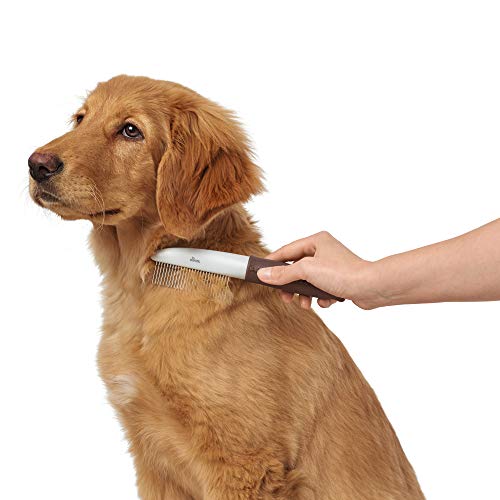 HUNTER SPA Pflegekamm mit rotierenden Zinken, zur Pflege von Deckhaar und Unterwolle, 19,0 x 4,0 cm, M, grau / braun