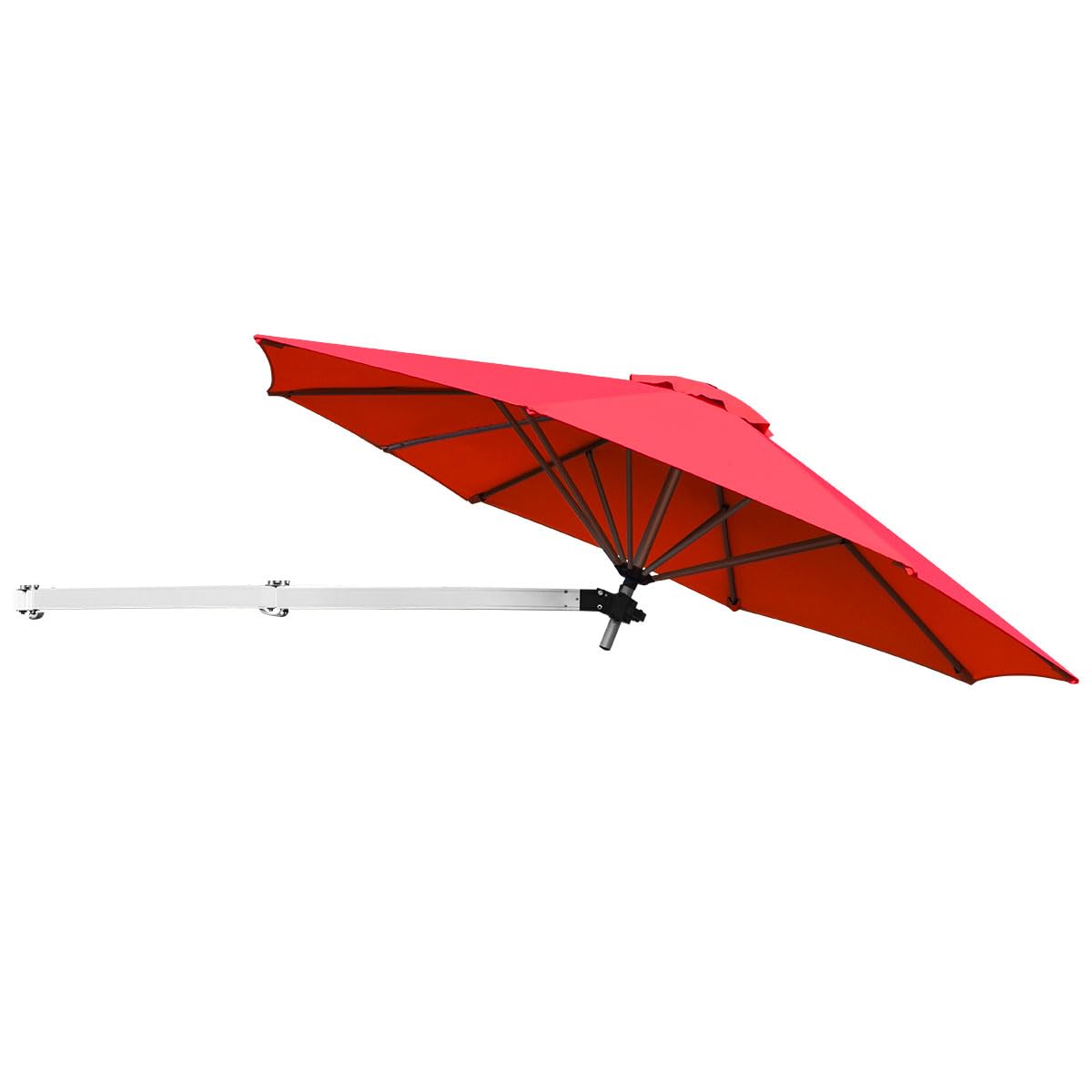COSTWAY Ombrellone da Parete 250 cm, Ombrellone da Muro per Giardino con Angolo Regolabile, Parasole Esterno Pieghevole Anti UV, per Giardino, Balcone e Cortile (Rosso)