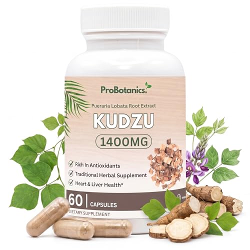 Kudzu Root Capsules 1400mg | High Strength 40% Isoflavones | Alcohol Craving Support & Liver Support Liver Cleanse Detox | Vegan Natural Supplement