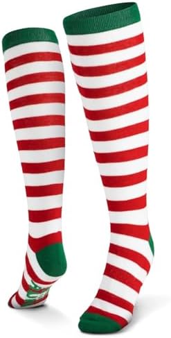 Gone For a Run Stripe Elf Socks - Knee High - Red White & Green - One Size image 4