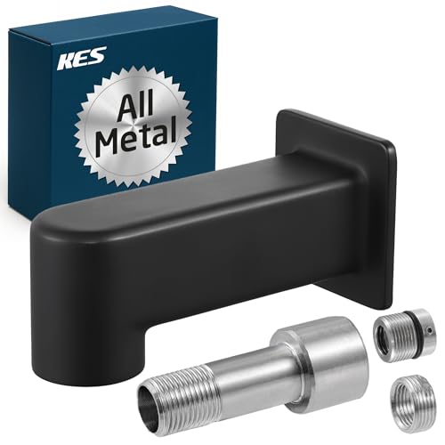KES All Metal Tub Spout Without Diverter, Universal Fits for 1-2 & 3-4 IPS or 1-2 Copper Pipe (Threaded or Non-Threaded), 5-3-8 Inch Bathtub Faucet Replacement, Matte Black, PTSN300C-BK
