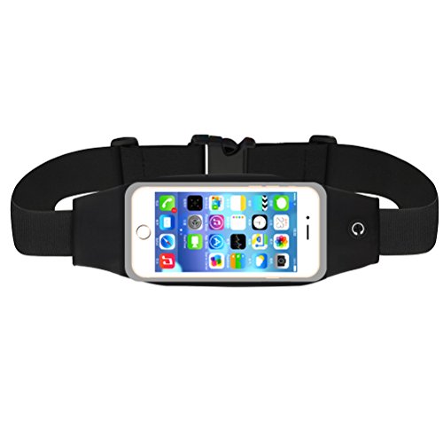 ilooper Reflective Sweatproof Running Belt Waist Pack With Touch Screen For Iphone 6,6S,6 Plus,6S Plus,Samsung Galaxy S5,S6,S7,Edge,Note 3,4,5 Black