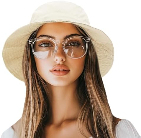 NPJY Packable Quick Dry Sun Bucket Hats for Women Lightweight Outdoor Waterproof Rain Hat with Detachable Chin Strap