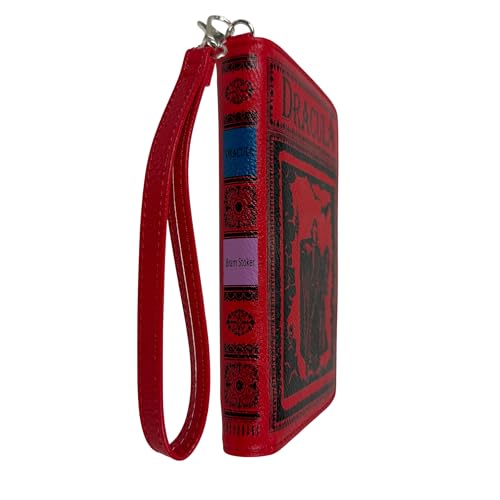 Image of Things2Die4 Women's Bifold Wallet Dracula Gothic Book Wristlet, Red 7 Inch