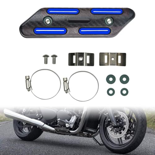 Protector térmico de escape de motocicleta para modelos y modelos, cubierta de protección ABS de ajuste general para tubo de silenciador, azul/rojo/amarillo/verde (azul)