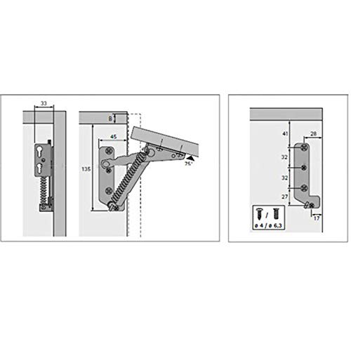 SUPERTOOL 1 Paar Klappscharnier, Federscharnier, Edelstahl, robust, Industriestandard, für Tür/Küchenschrank/Schrank