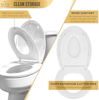 BATH ROYALE Potty Training Seat - Soft Close, Kingsport BR720-02, Round Almond/Bone, Adult/Child Combo