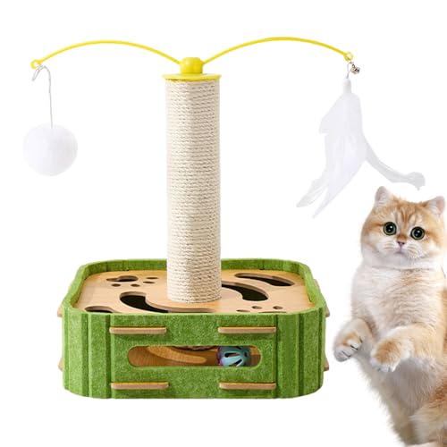Rascador para gatos – Poste rascador de sisal para gatos – Aburrimiento Buster, centro de actividades, suministros de entretenimiento para gatos, gatitos, conejos y cachorros
