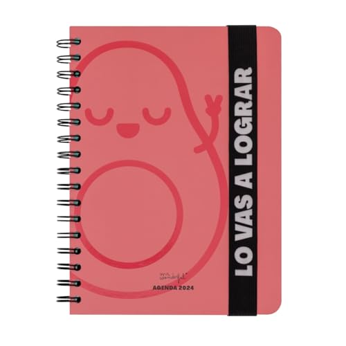 Mr.Wonderful Agenda Wonder 2024 Semanal, rosa, Lo vas a lograr, 22,1 x 2,1 x 15,6