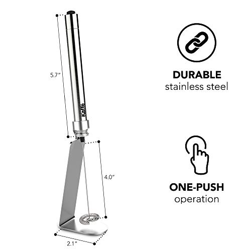 Kaffe Handheld Milchaufschäumer Schneebesen mit Ständer Edelstahl batteriebetrieben Elektroschaum (Edelstahl) – Bild 3