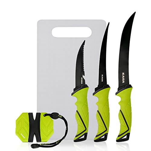 kaba Fishing Fillet Knife Set Saltwater Filleting Knife Set with Knife Sharpener and Cutting