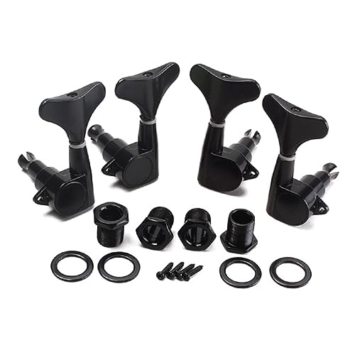 SECFOU 4個ベースギターチューニングペグ 属製マシンヘッド 左右対称 ブラック仕上げ 精密ギア機構 対応 弦エレキベース用交換パーツ