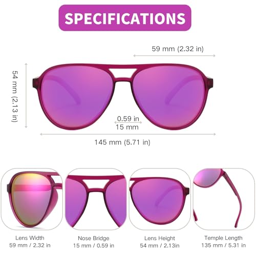 Image of Freckles Mark Classic Aviator Polarized Sunglasses for Men Women Double Bridge Retro 70s 80s Glasses Coloful Shades