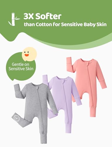 PATPAT Baby Footies Boys Girls - Bamboo Viscose - Zipper & Non-Slip Soles Romper Mitten - Footed & Footless Infant Clothes2
