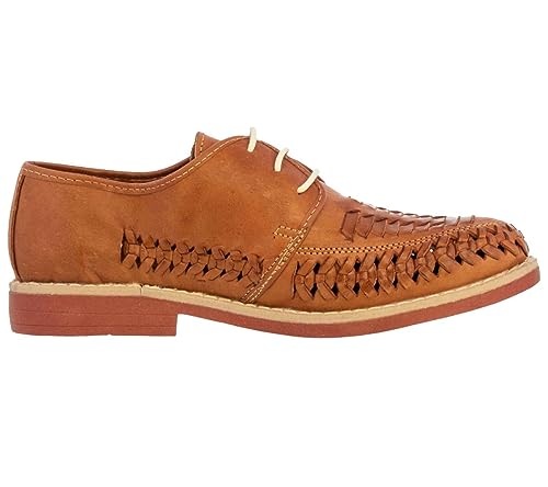 Cowboy Professional Men's Light Brown Authentic Mexican Laced Huaraches Lace Up Sandals Closed Toe3