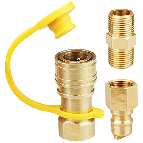 EXCELFU 3/8 Inch Natural Gas Quick Connect Fittings, LP Gas Propane Hose Quick Disconnect Kit Cover