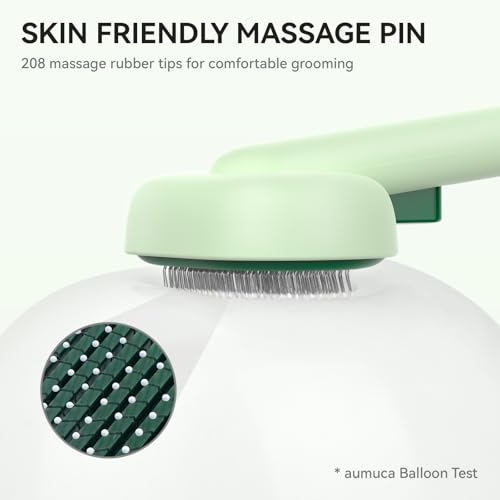 Image of aumuca Cat Brush for Shedding, Cat Brushes for Indoor Cats, Horses Grooming Deshedding Brush for Dog Kitten Horse Massage Removes Loose Fur, Forest Green