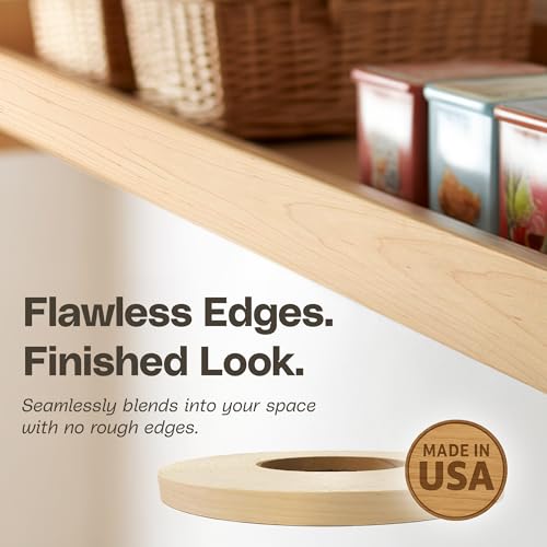 Edge Supply Maple Pre-Finished 5/8" x 250' Roll Preglued, Veneer Edge Banding, Flexible Wood Tape, Easy Application Iron On with Hot Melt Adhesive. Clear UV Laquer Finish Wood Edging - Thumbnail 2