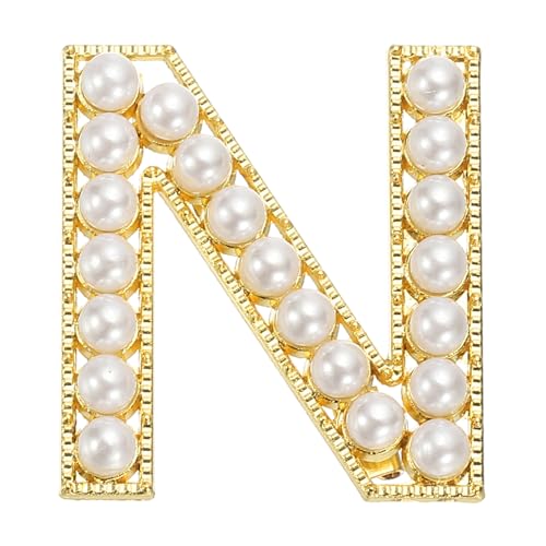 Image of PATIKIL Letter Brooch Pins, Pearl Initial Alphabet Letter Lapel Badges Pin for Women Men Girl Wife Suits